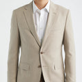 Men's Beige Houndstooth Two Button Blazer