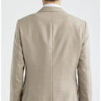 Men's Beige Houndstooth Two Button Blazer