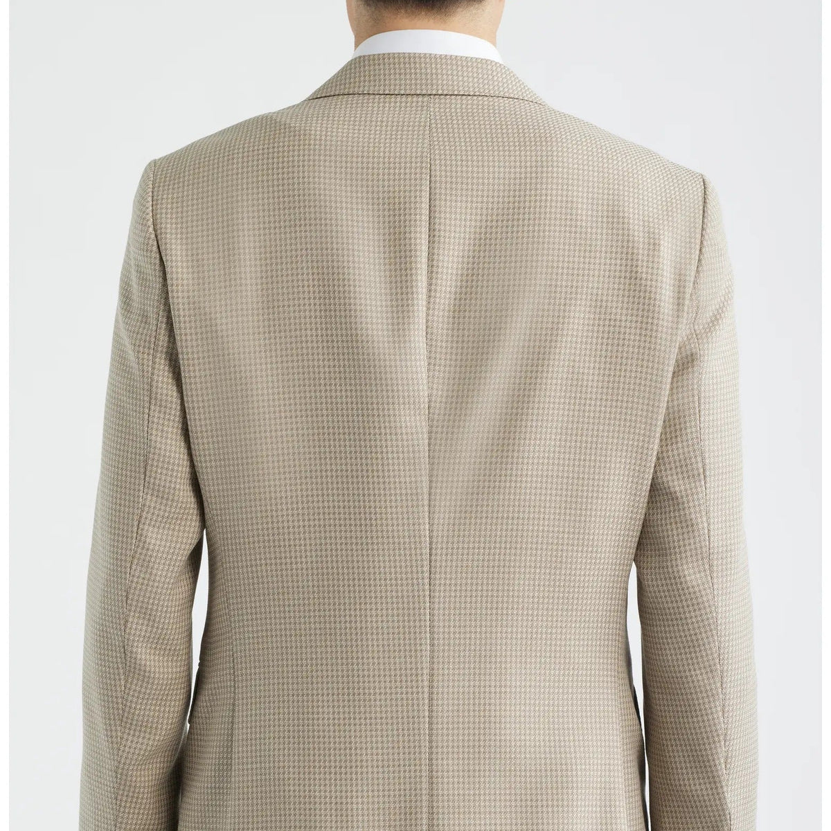 Men's Beige Houndstooth Two Button Blazer