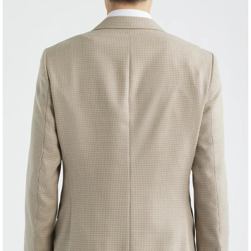 Men's Beige Houndstooth Two Button Blazer