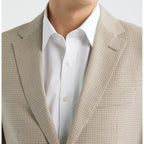 Men's Beige Houndstooth Two Button Blazer