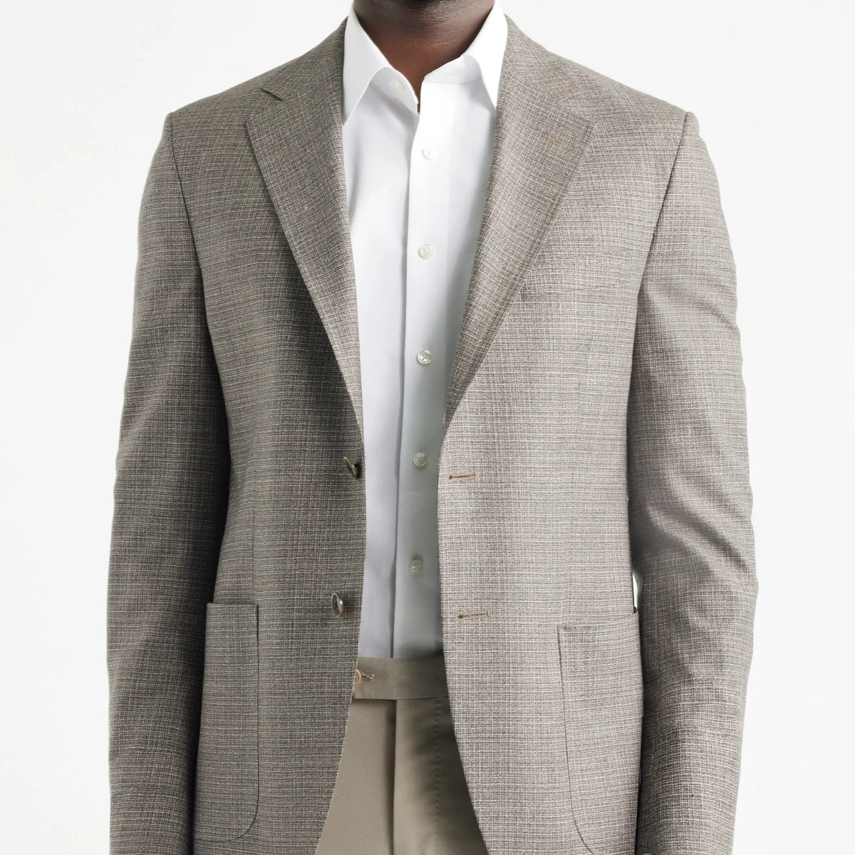 Men's Brown Textured Two Button Casual Blazer