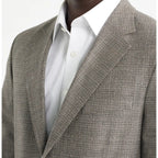 Men's Brown Textured Two Button Casual Blazer