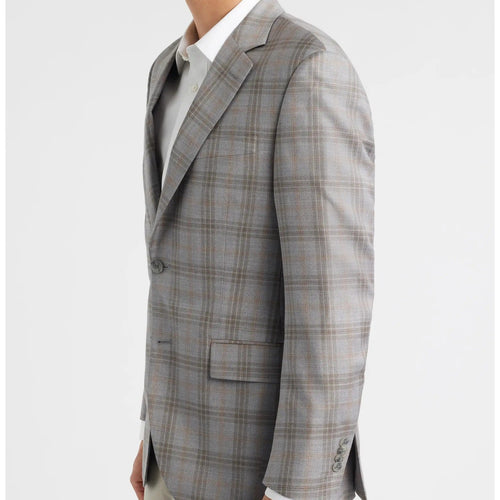 Men's Grey Plaid Two Button Casual Blazer