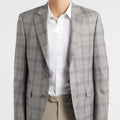 Men's Grey Plaid Two Button Casual Blazer