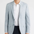 Men's Light Blue Plaid Two Button Blazer