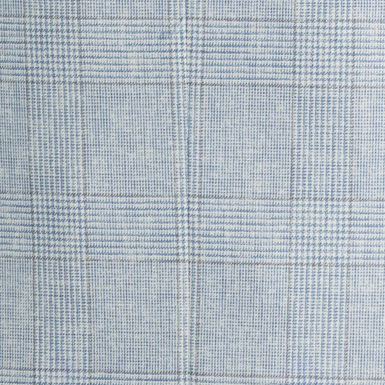 Men's Light Blue Plaid Two Button Blazer