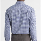 Men's Long Sleeve Blue and White Plaid Dress Shirt