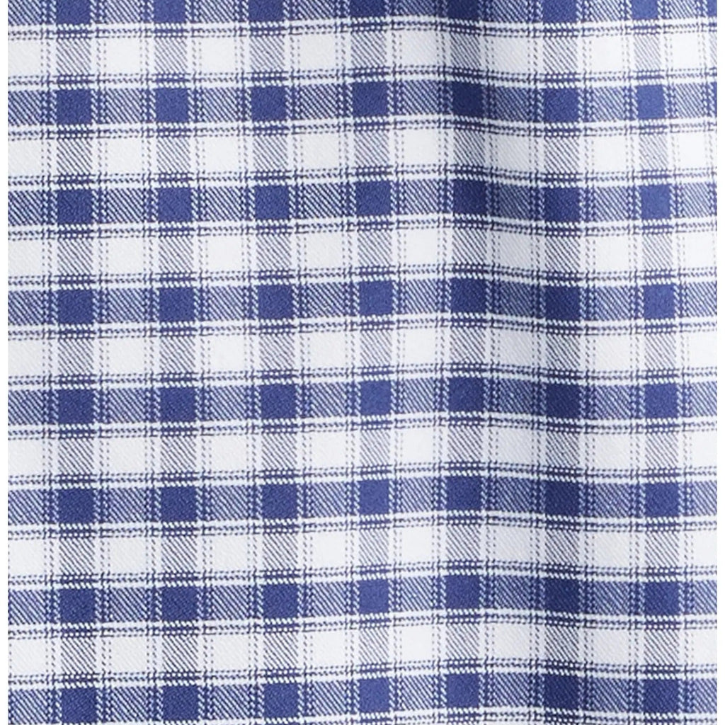 Men's Long Sleeve Blue and White Plaid Dress Shirt
