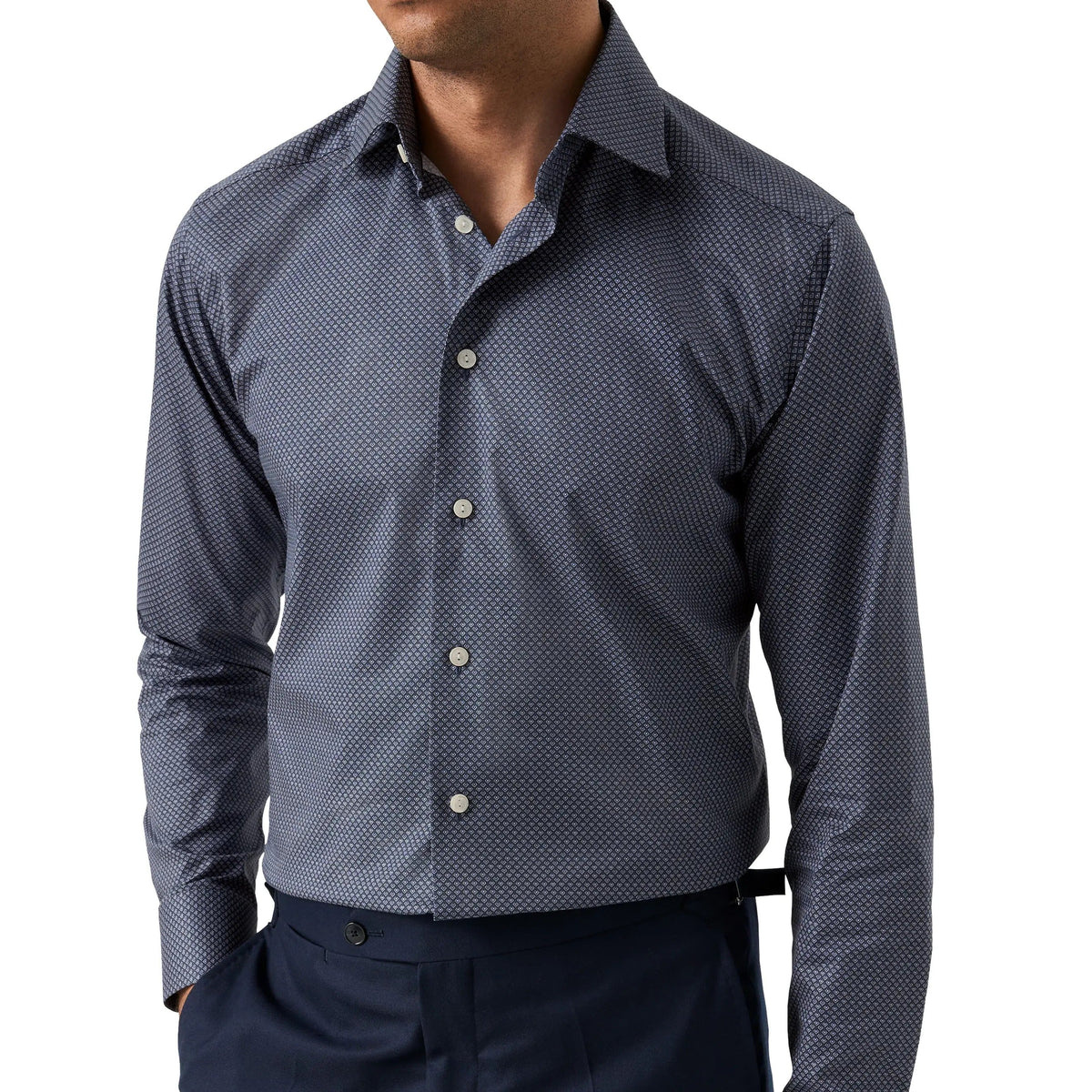Men's Long Sleeve Geometric Print Button Down Dress Shirt