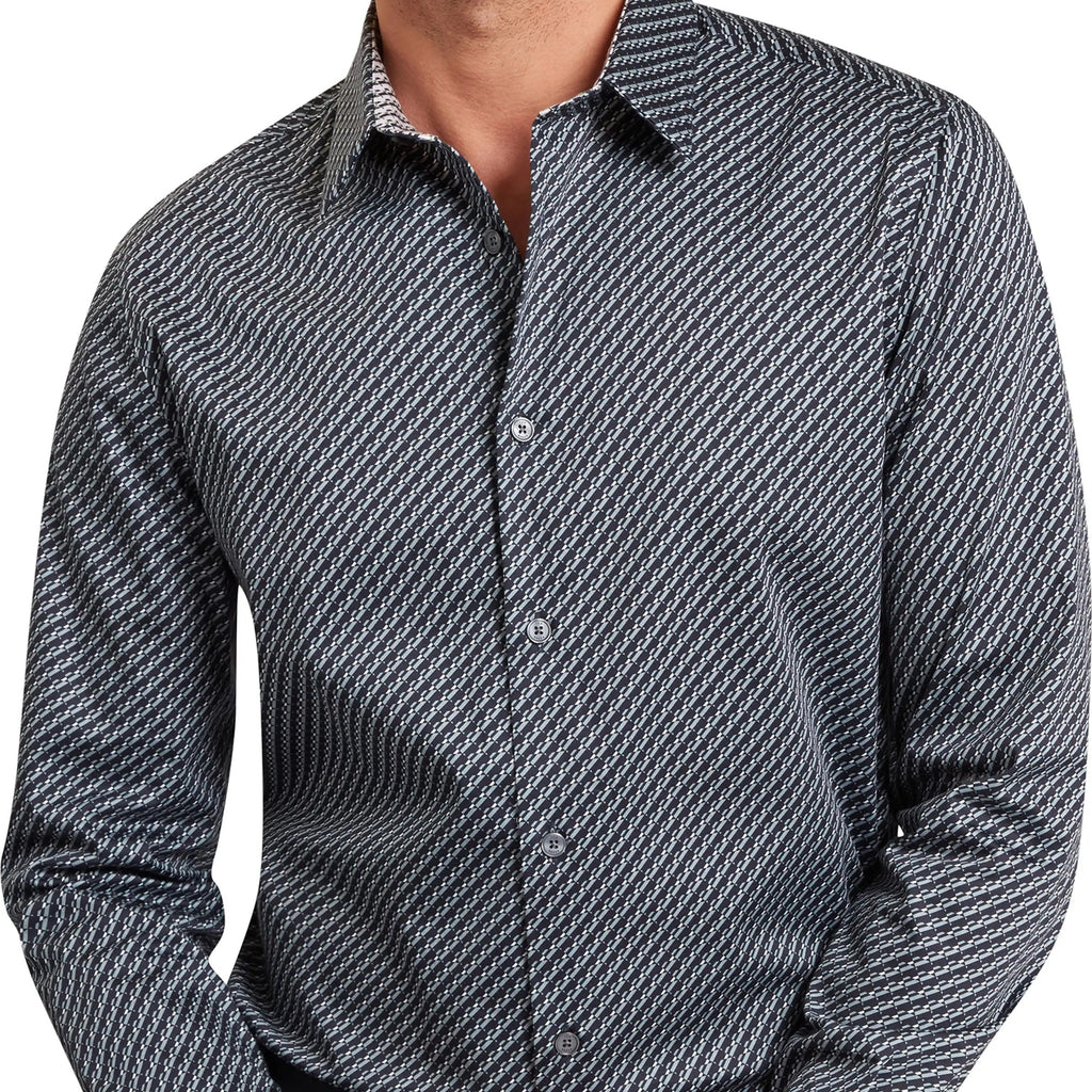 Men's Long Sleeve Geometric Print Button Down Shirt