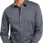 Men's Long Sleeve Geometric Print Button Down Shirt
