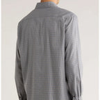 Men's Long Sleeve Gray Blue Plaid Casual Shirt