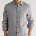 Men's Long Sleeve Gray Blue Plaid Casual Shirt