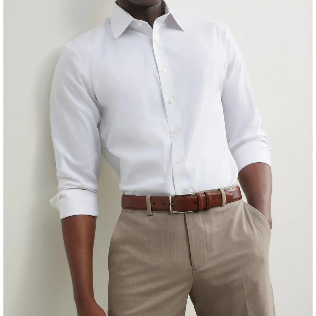 Men's Long Sleeve Pure White Anti Wrinkle Dress Shirt