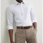 Men's Long Sleeve Pure White Anti Wrinkle Dress Shirt