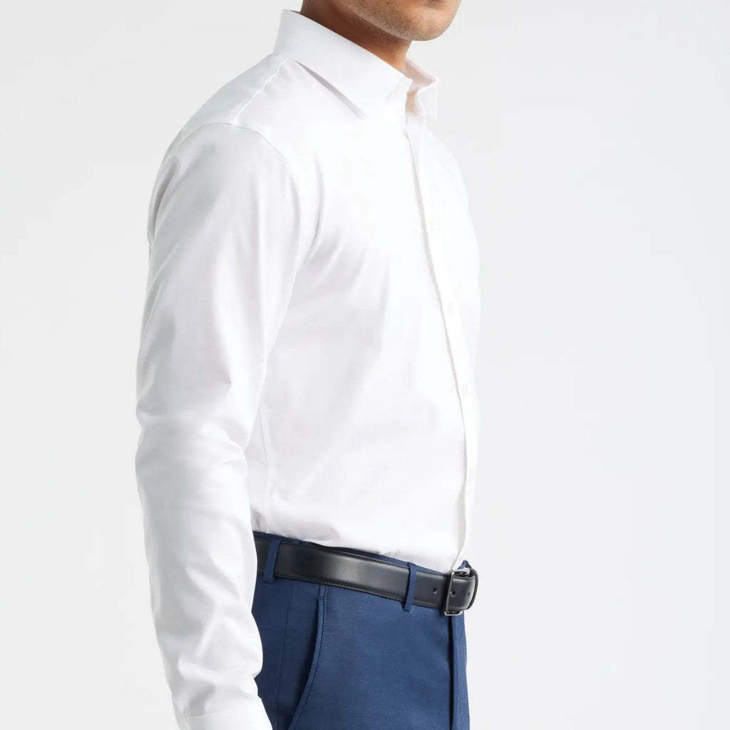 Men's Long Sleeve Pure White Anti Wrinkle Dress Shirt